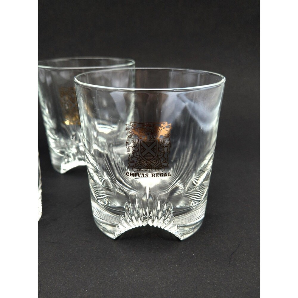 Set Of 4 Vintage CHIVAS REGAL Scotch Whiskey "Founded 1801" Rocks Glasses 8oz